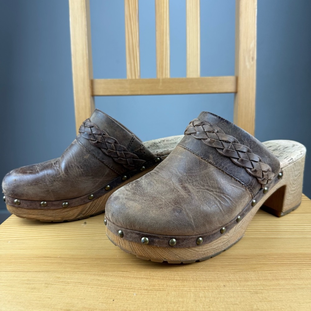 Kork-ease Women's Brown Leather Tilly Clogs size 8-8.5